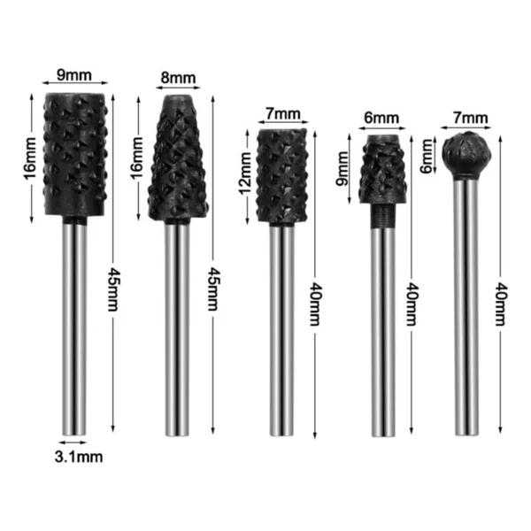 Depolife 5 Parça Hss Ahşap Için Törpü Freze Uç Seti Dremel Benzeri Gravür Makinası Için Kalıpçı 3.17MM Sap - Görsel 3