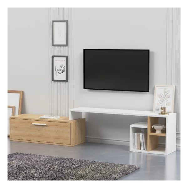 lagomood KARAMEL TV Ünitesi Beyaz Meşe - Görsel 2