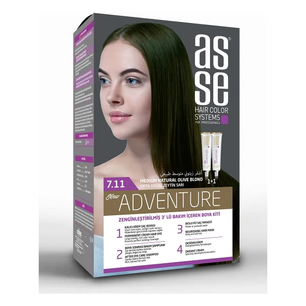 Asse Adventure 7.11 Orta Doğal Zeytin Sarı Saç Boyası - Görsel 5