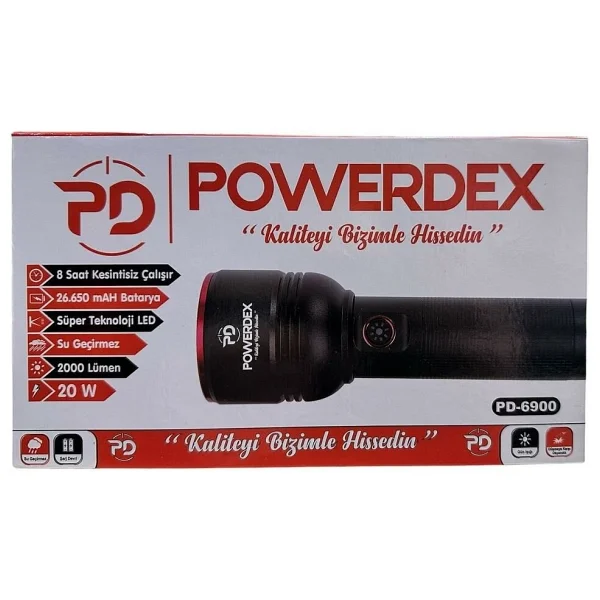PowerDex PD-6900 2000 Lümen LED Şarjlı El Feneri - Görsel 7
