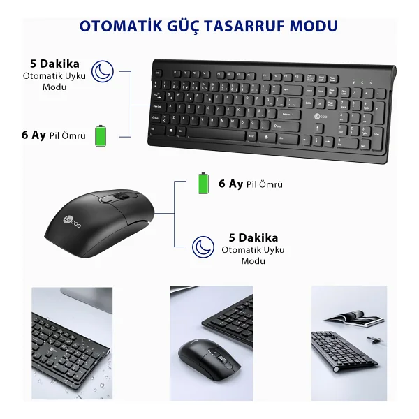 Lenovo Lecoo KW203 Siyah Kablosuz Klavye Mouse Seti - Görsel 5