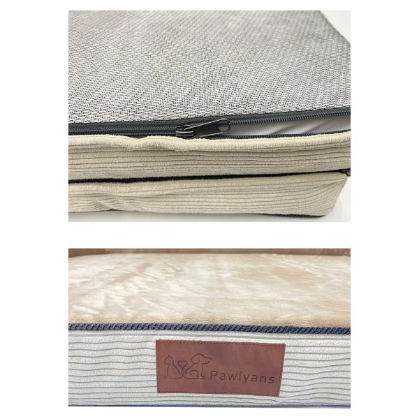 Bolster-L Üst Kalite Köpek Yatağı Süngerli Sıvı Geçirmez Alezli. %100 Elyaflı. 2 Fermuarlı - 69 x 92 cm - Krem - Görsel 6