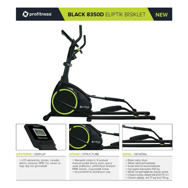 Profitness 8350D Manyetik Eliptik Bisiklet - Görsel 2