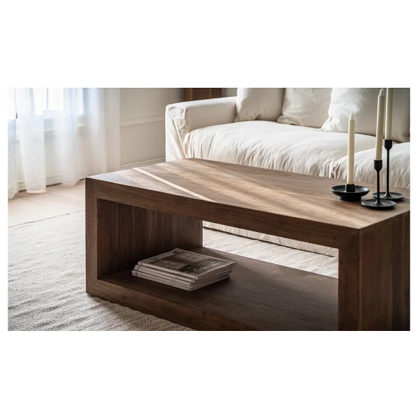 Eriza Wood, Dikdörtgen Modern Orta Sehpa, Ceviz - Görsel 3