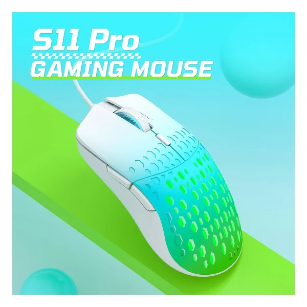 Aula S11 Pro Yeşil RGB Optik Kablolu Oyuncu Mouse - Görsel 5