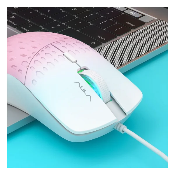 Aula S11 Pro Pembe RGB Optik Kablolu Oyuncu Mouse - Görsel 2