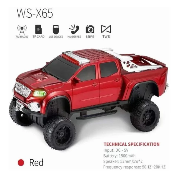 Torima WS-X65 Yeni Araba Şekilli Kablosuz Bluetooth Hoparlör Mavi - Görsel 2