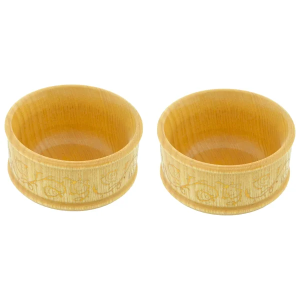 Hit Dükkan 2 Adet Ahşap Yaldızlı Içi Vernikli Dekoratif Şık Kase Çerezlik (5CMX9CM) - Görsel 5