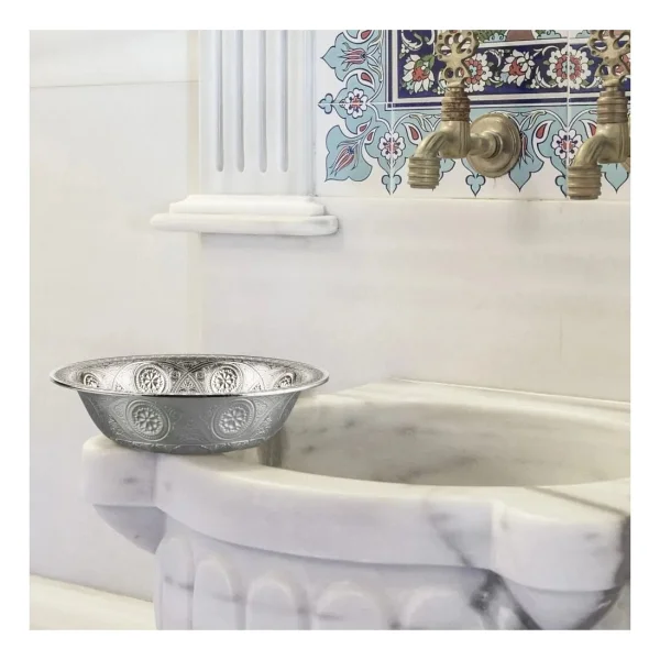 İnova Home Gümüş Renk Yuvarlak Zamak Dekoratif Hamam Tası - Görsel 2