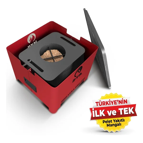 İfyıl Vera Pelet Yakıtlı Dumansız Sağlıklı Döküm Izgaralı Mangal & Barbekü (2 kg Pelet Içerisinde) - Yeşil - Görsel 8