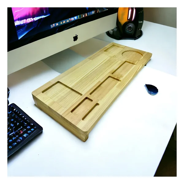 Ceren Wooden Ahşap Masif Monitör Altı Organizer Monitör Bilgisayar Altlığı Standı - Görsel 3