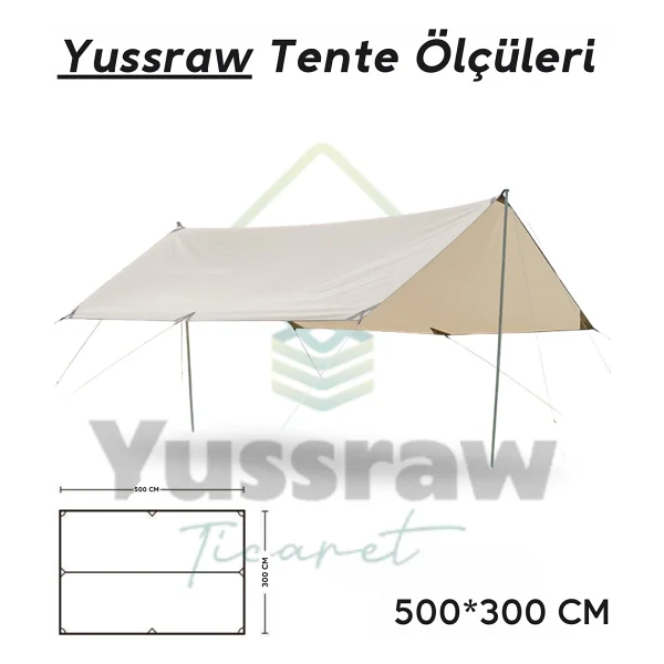 Nidage 4 Mevsim Güneşlik Tente Plaj, Kamp Dayanıklı Oxfor Kumaş Gölgelik Çadır 500x300 cm Su G - Bej - Görsel 4