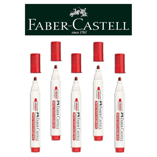 Faber-Castell Doldurulabilir Beyaz Tahta Kalemi 5'li Kırmızı - Görsel 2