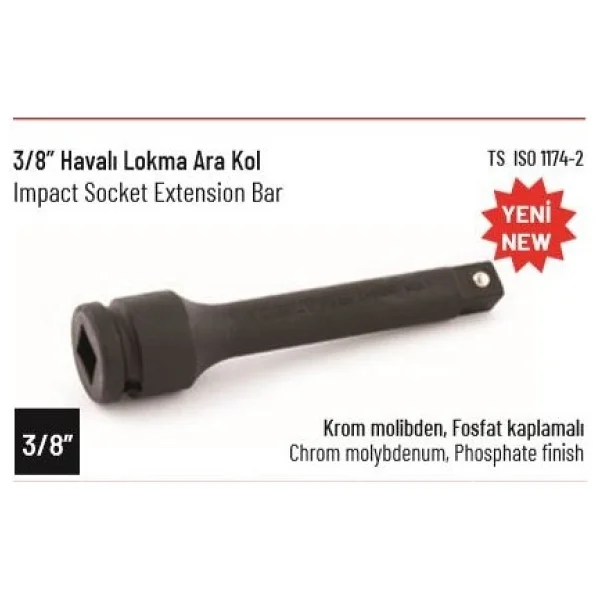 İzeltaş 3/8 Havalı Lokma Ara Kol 125 mm - Görsel 2