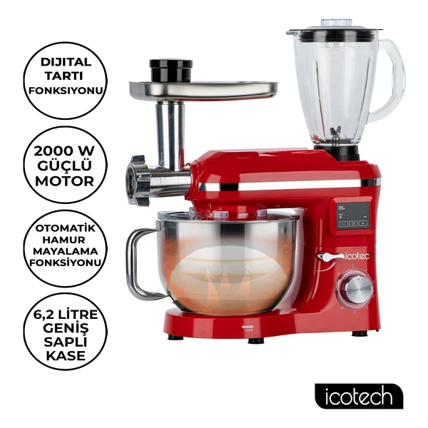 Icotech SM50 2000 W 6.2 lt Kırmızı Mutfak Şefi - Görsel 2