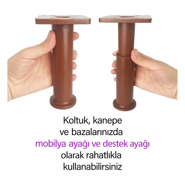 GLASWEN Modül Ayarlanabilir Destek Ayağı 15 X 23 Cm Kahverengi Ayak Mobilya Kanepe Baza Koltuk Ünite Ayakları - Görsel 2