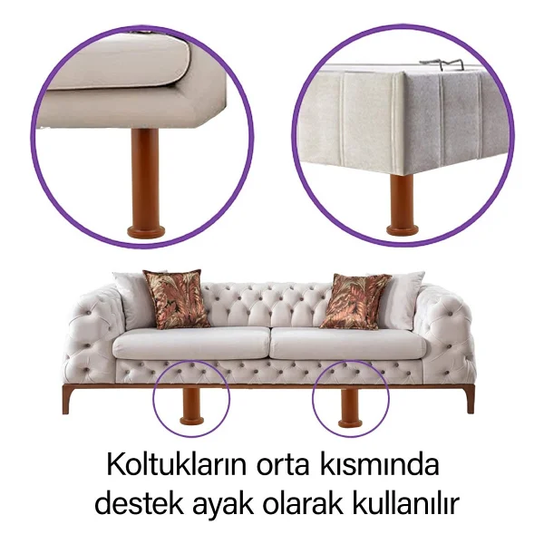 GLASWEN Modül Ayarlanabilir Destek Ayağı 15 X 23 Cm Kahverengi Ayak Mobilya Kanepe Baza Koltuk Ünite Ayakları - Görsel 4
