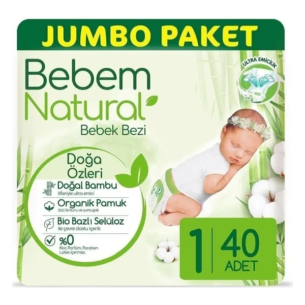 Bebem Natural 1 Numara Yenidoğan 40'lı Bebek Bezi - Görsel 5