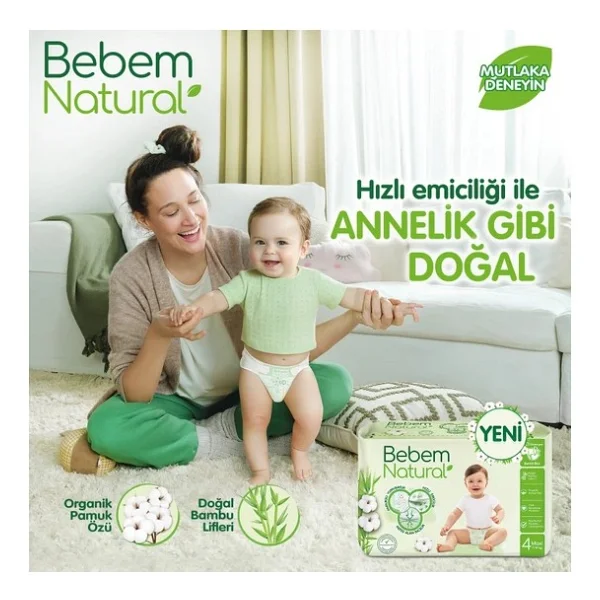 Bebem Natural 1 Numara Yenidoğan 40'lı Bebek Bezi - Görsel 4