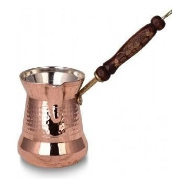 Turna Bakır Sultan Cezve 1 No Kalın Ahşap Kulp 2 Fincan Makine Dövme Kırmızı TURNA1250-1 - Görsel 2