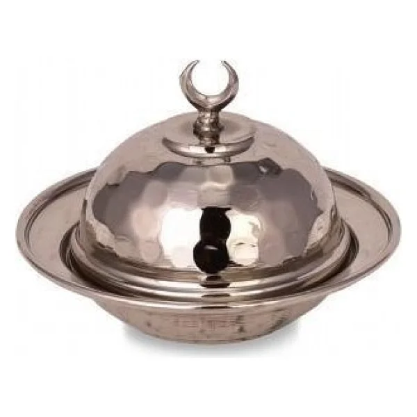 Turna Bakır Saka Yuvarlak Lokumluk 9 Cm El Dövme Nikel Turna5852-2 - Görsel 2