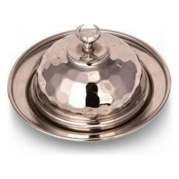 Turna Bakır Saka Yuvarlak Lokumluk 9 Cm El Dövme Nikel Turna5852-2 - Görsel 5