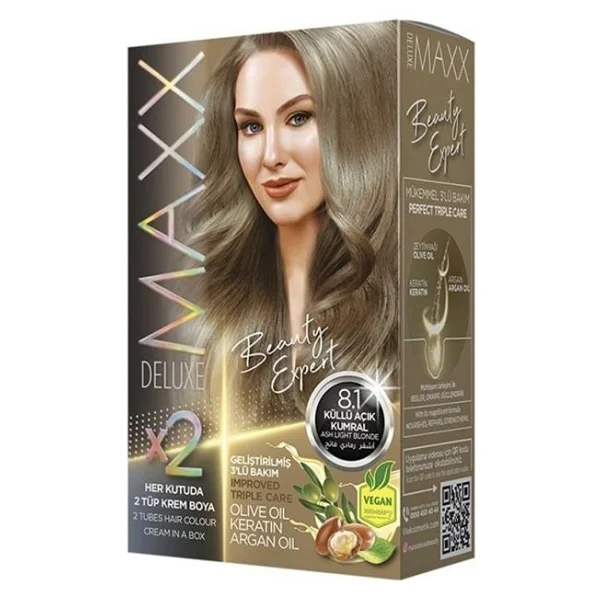 Maxx Deluxe Golden Altın İçerikli Saç Boyası 8.1 Küllü Açık Kumral - Görsel 2