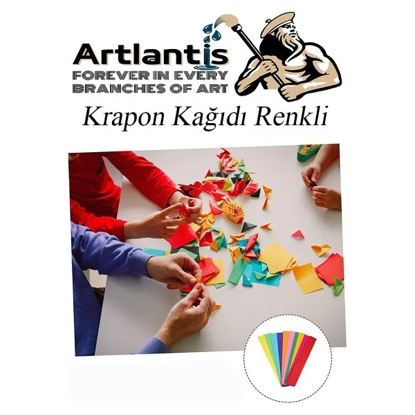 Artlantis Fosforlu Krapon Kağıdı 5 Renk 50x200 cm 1 Paket Grapon Kağıdı Karışık Renkli 5'li Okul Sınıf Kreş - Görsel 5