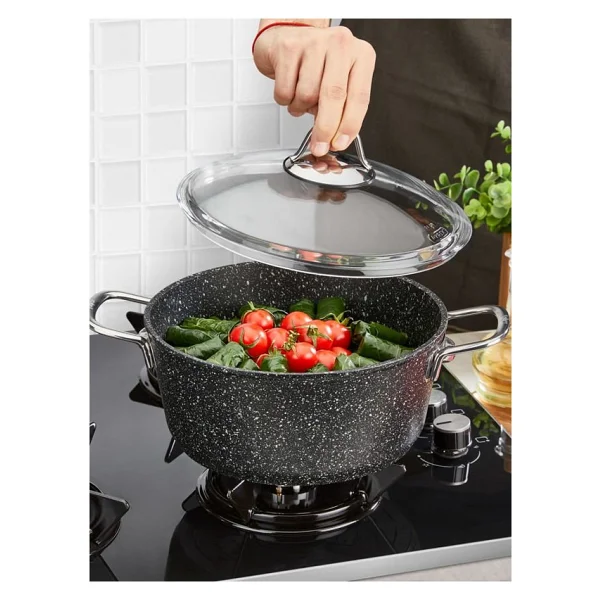 Falez Black Line 26 cm Derin Granit Tencere - Görsel 3