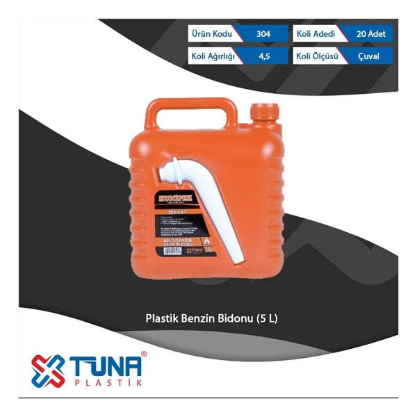 Tuna 304 Plastik Benzin Bidonu 5 Lt - Görsel 2