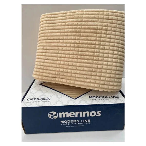 Merinos Modern Line 2 Parça Tek Kişilik Battaniye Seti Capuccino Renk Tek Ebat Beden - 150 x 220 cm - Renkli - Görsel 2