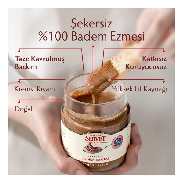 Servet Şekersiz Badem Ezmesi 200 gr - Görsel 4