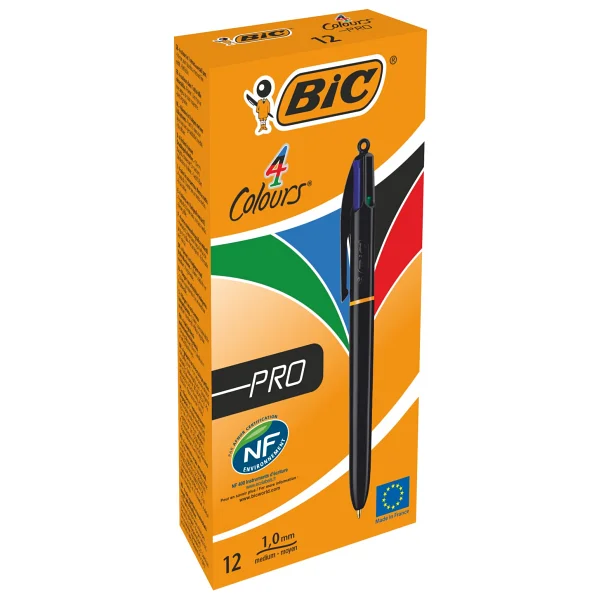 Bic 4 Colours Pro Tükenmez Kalem 12'li Kutu Mavi Kırmızı Yeşil Siyah 1,0 mm Orta Uç - Görsel 5