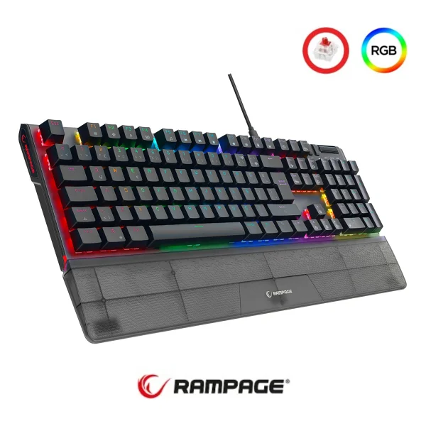 Rampage Carbon Siyah RGB Red Switch Kablolu Mekanik Oyuncu Klavyesi - Görsel 6