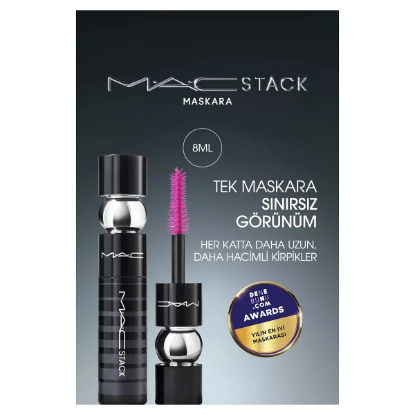 MAC Macstack Maskara 8 ml Hacim Verici Suya Dayanıklı Ağırlık Hissi Vermeyen Formül - Görsel 5