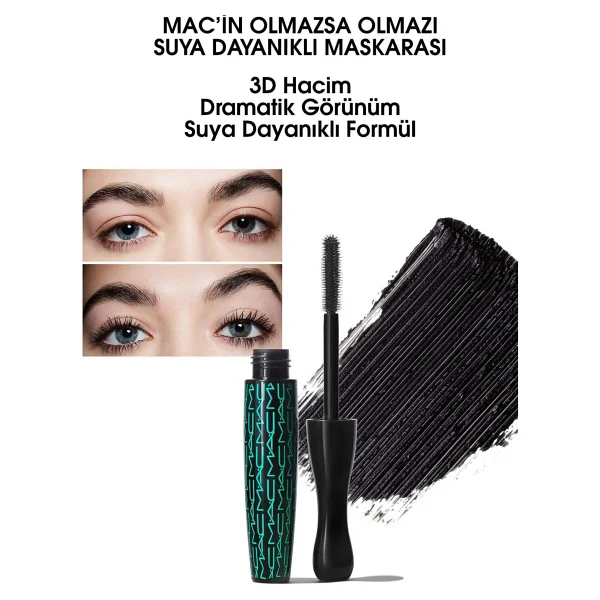 M.A.C in Extreme Dimension Waterproof Siyah Maskara - Görsel 7
