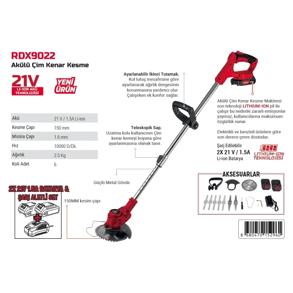 Rodex RDX9022 Akülü Kenar Kesme Makinesi - Görsel 2