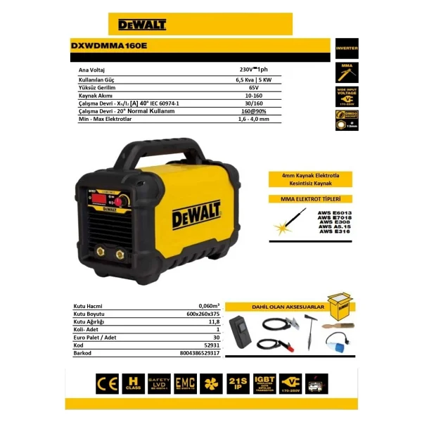 Dewalt DXWDMMA160E 160 A İnverter kaynak makinesi - Görsel 4