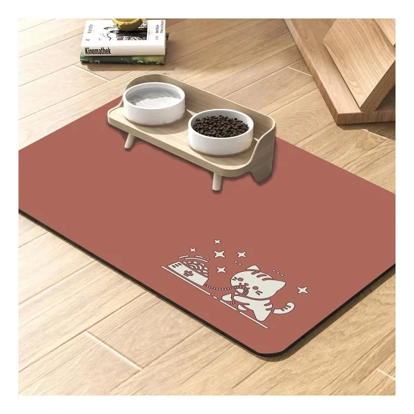 MAtGo Pati Mama Çeken Kedi Beslenme Matı Kaymaz Sıvı Geçirmez Kedi Köpek Mama Paspası 50x70cm - Görsel 7