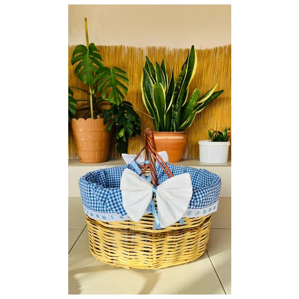Aydoğdu Kamış El Örgü Örtülü Piknik Sepeti - 40 cm - Görsel 5