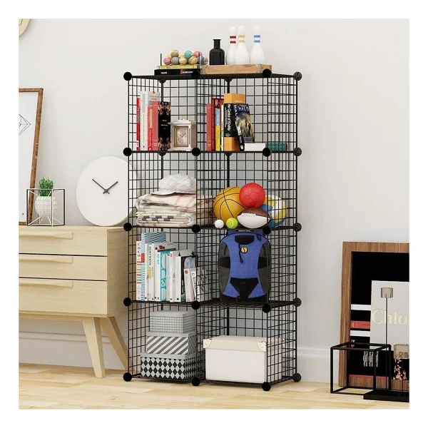 decorelax 8 Bölmeli Tel Küp Çok Amaçlı Organizer Raf Siyah 33cm Mutfak, Oyuncak, Kiler, Depolama Rafı - Görsel 2