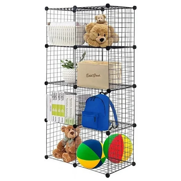 decorelax 8 Bölmeli Tel Küp Çok Amaçlı Organizer Raf Siyah 33cm Mutfak, Oyuncak, Kiler, Depolama Rafı - Görsel 3