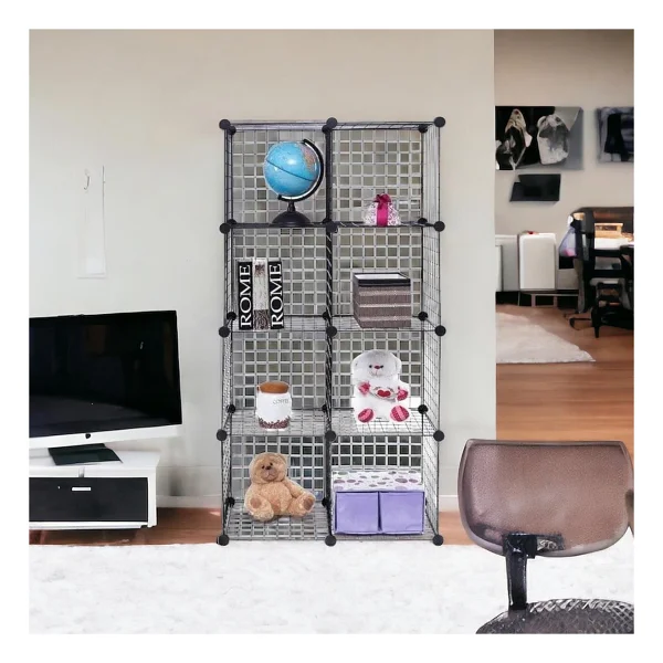 decorelax 8 Bölmeli Tel Küp Çok Amaçlı Organizer Raf Siyah 33cm Mutfak, Oyuncak, Kiler, Depolama Rafı - Görsel 4