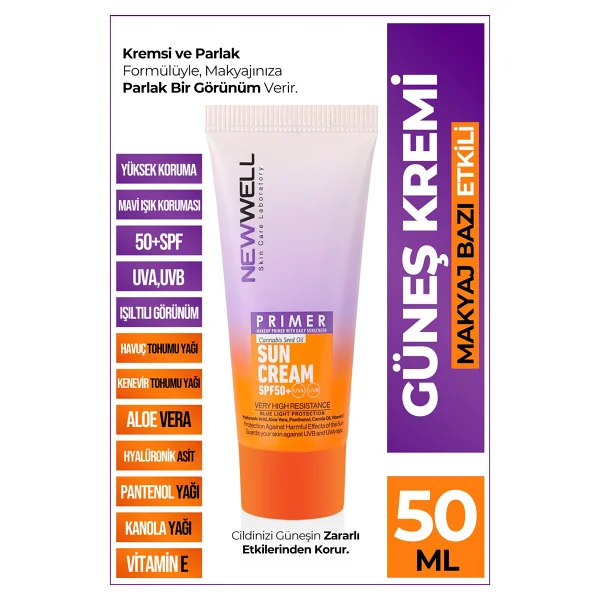 New Well Aydınlatıcı Etkili Primer 50 ml 50 Faktör Güneş Kremi - Görsel 7