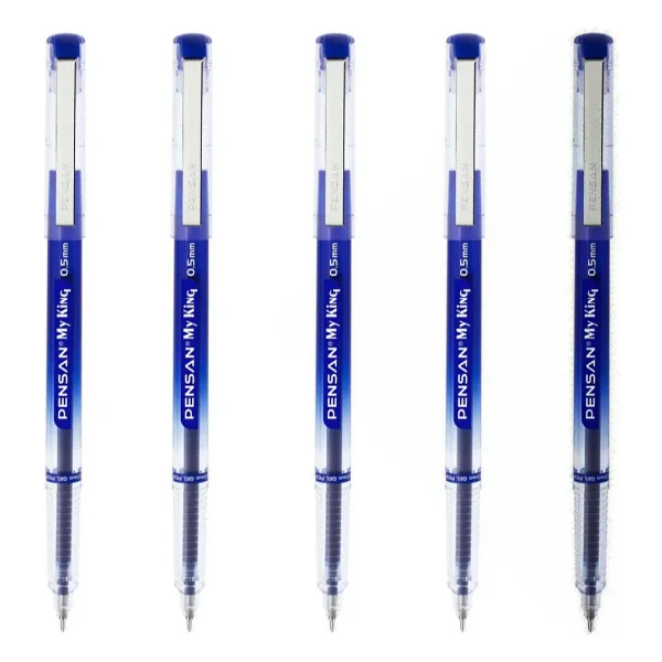 Pensan My King İğne Uçlu Metal Klipsli Jel Tükenmez Kalem 0.5 Mm Mavi - 5 Adet - Görsel 4