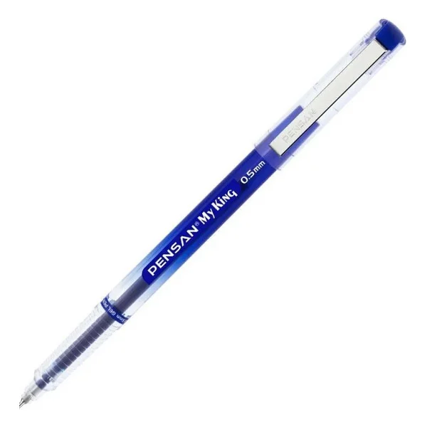 Pensan My King İğne Uçlu Metal Klipsli Jel Tükenmez Kalem 0.5 Mm Mavi - 5 Adet - Görsel 2