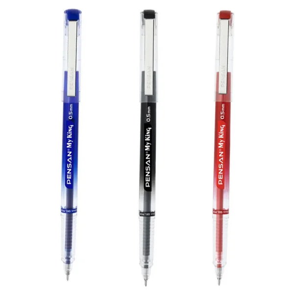 Pensan My King İğne Uçlu Metal Klipsli Jel Tükenmez Kalem 0.5 Mm Mavi - 5 Adet - Görsel 3