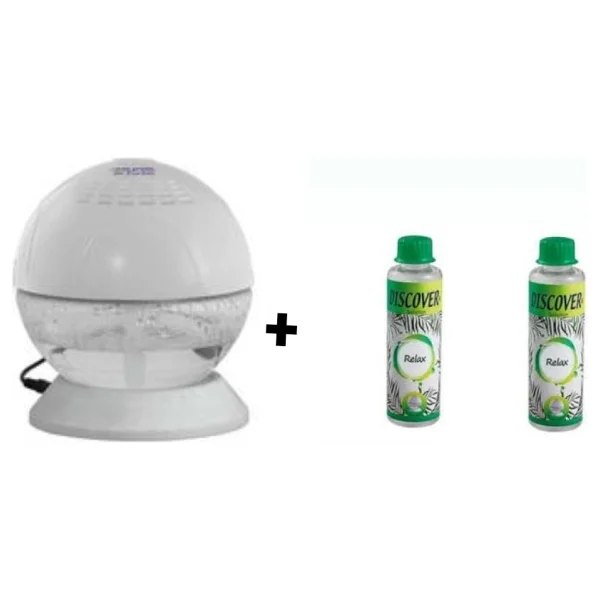 Discover Sihirli Küre Geniş Alan Kokulandırma Makinesi Işıklı Beyaz + 2 Adet 150 ml. Relax Solüsyonu - Görsel 2