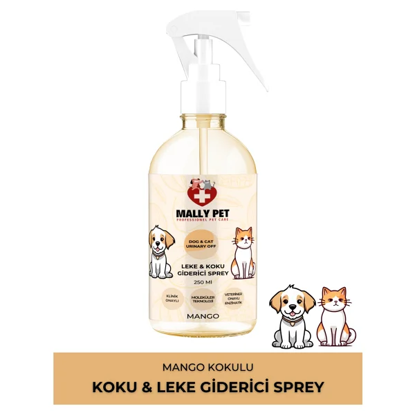 Mally Pet Mango Kokulu 250 ml Kedi ve Köpekler için Koku Ve Leke Giderici Sprey - Görsel 2