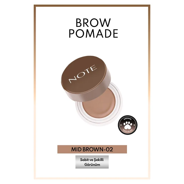 Note Brow Pomade 02 Mid Brown Kaş Pomadı - Görsel 2